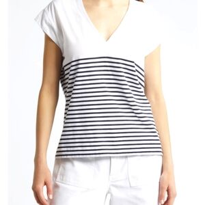 Frame Le Mid Rise V neck cotton T-shirt